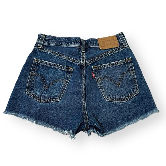 Levi's Premium RIBCAGE Shorts Blue Button-Fly Frayed Hem Womens Size 25 - Picture 6 of 9